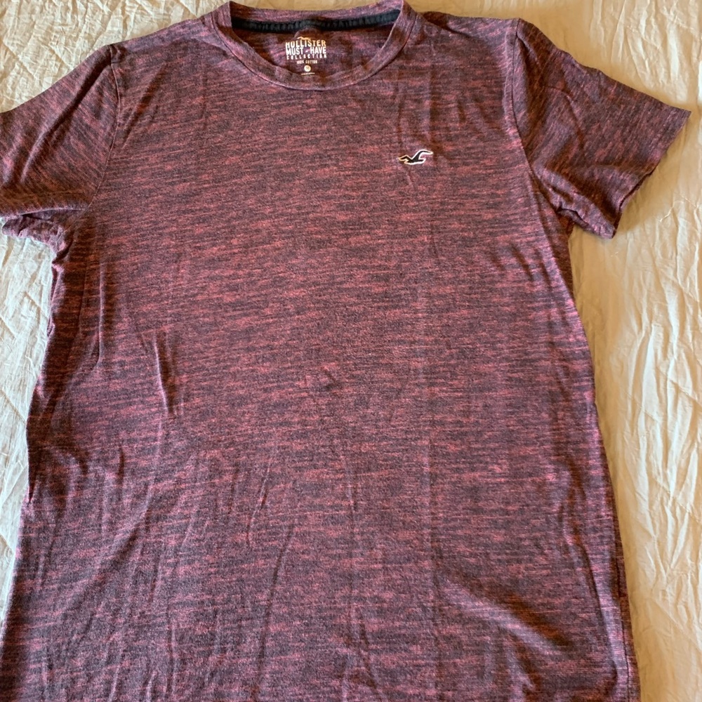 Hollister Red Short Sleeve Tee Textured Knit